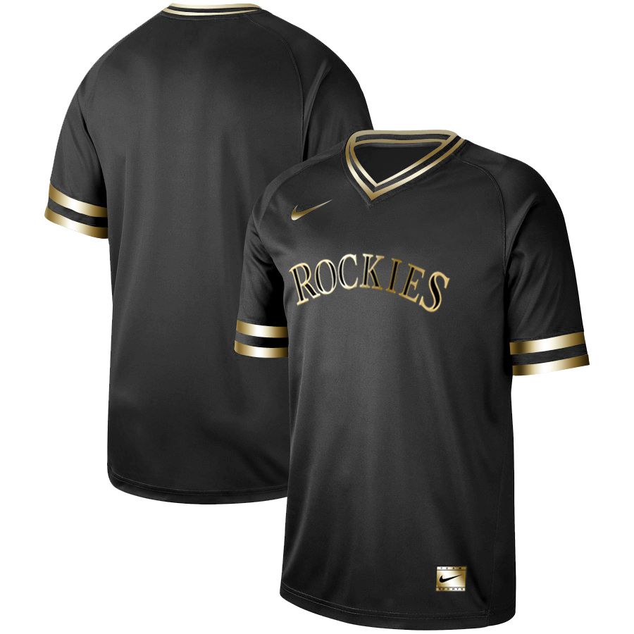 Men Colorado Rockies Blank Nike Black Gold MLB Jerseys